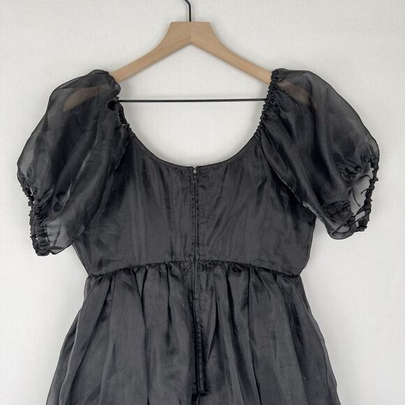 Hot Topic Dress Womens Large Black Chiffon Fit & Flare Whimsigoth Grunge Witchy - Picture 8 of 16